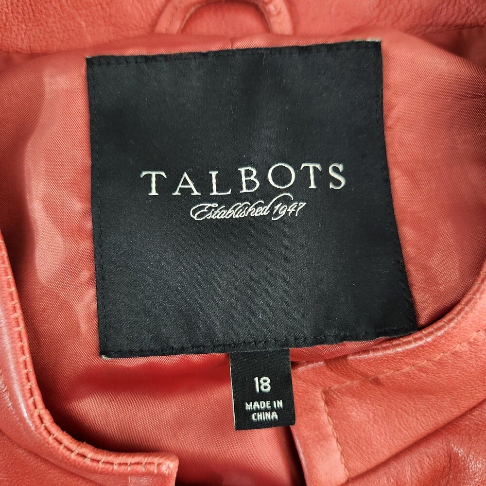 Talbots Leather Jacket Blazer Womens 18 Jacket Salmon Soft Moto Y2K Luxe - Picture 6 of 8